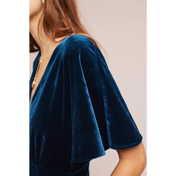 Anthropologie Greylin Womens Luna Dark Blue Velvet Jumpsuit Small - Picture 2 of 8